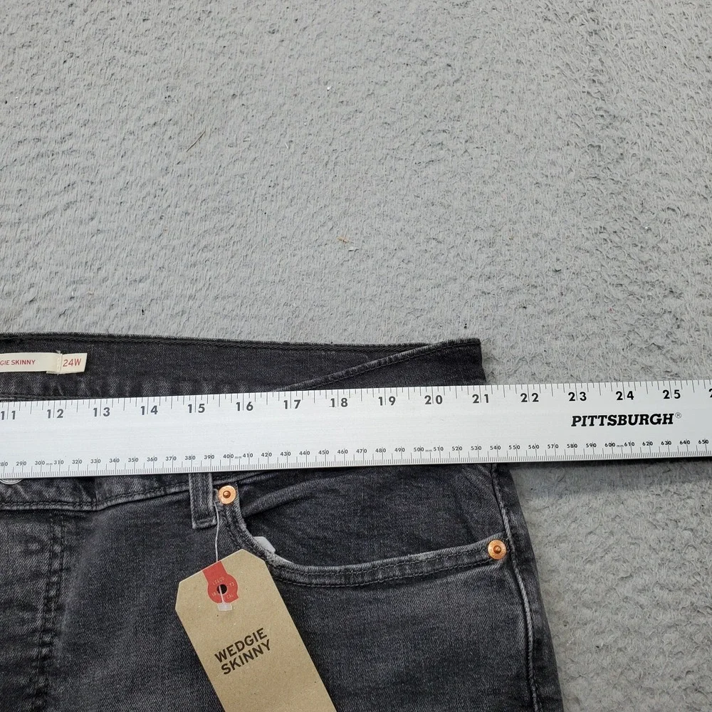 Levi's Wedgie Skinny Jeans Women 24 Black Denim High Rise Arcuate Pocket Red Tab